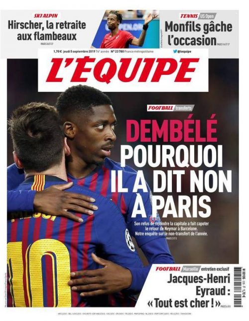 L'Equipe (5  Août  2019)